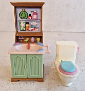Muebles de baño vintage Fisher Price Loving Family para casa de muñecas - Imagen 1 de 1