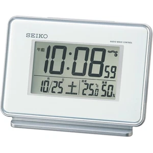 Seiko Clock SQ767W White Radio-Controlled Digital Alarm Clock - Picture 1 of 3