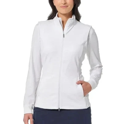 NUEVO CON ETIQUETAS CHALECO DE GOLF GREG NORMAN 1818448 BLANCO SÓLIDO PARA MUJER ACANALADO TALLA S #J616 Foto 1 de 4