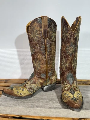 Botas vaqueras Old Gringo Pepito para mujer talla 8 B cuero floral L599-1 latón Foto 1 de 4