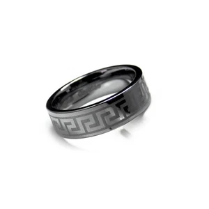 Llavero griego grabado con láser de carburo de tungsteno de 8 mm para hombre - Imagen 1 de 2