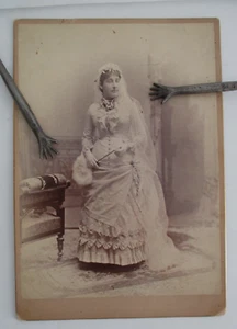Antique Wedding Photo of Bride Minnie Clark, Pioneer Art Studio, Syracuse, NY - Picture 1 of 2