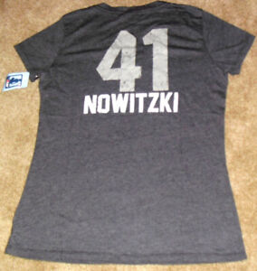 Dirk Nowitzki Womens Dallas Mavericks V-Neck Two Sided T-Shirt sz. XL New Nba