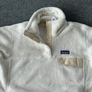 Patagonia Jacket Womens Medium Re Tool Snap-T Pullover Fleece Raw Linen White - Picture 1 of 12