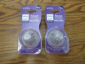 (2) 2-pack Philips AVENT 6m+ Natural Response Nipple 2x Flow 4 total Nipples - Picture 1 of 5