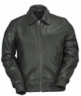 First Manufacturing Men's Castor Black Bomber Casual Leather Jacket WBM2351