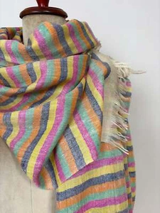 Happy Colors Super Soft Pashmina Warm Hue Stripes Cashmere Scarves 28x80" - Picture 1 of 4