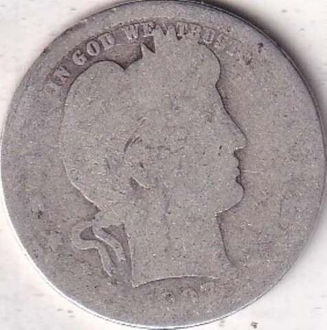 1907 SILVER Barber Quarter #244 - CULL - BEAUTIFUL COLOR - BEAUTIFUL COIN Cover