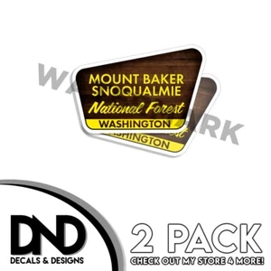 Mount Baker–Snoqualmie WA National Forest Decals 4" x 2.6" Park Sign 2 Pack - Picture 1 of 3