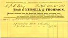 Munsell & Thompson New York NY 1867 Billhead Gas Stoves Cooking Stoves