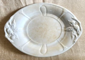 JACOB FURNIVAL Antiguo c. 1845 Paneles de piedra de hierro blanco Figuras 16" PLATO OVALADO - Imagen 1 de 4
