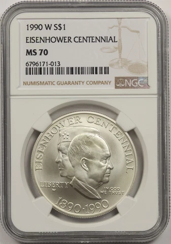 1990-W Eisenhower Centennial $1 NGC MS 70 Modern Commemorative Silver Dollar Cover