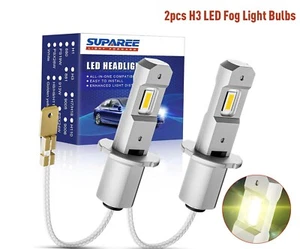 SUPAREE 2pcs H3 LED Fog Light Bulb Conversion Kit DRL Lamp Yellow 3000K 8000LM - Picture 1 of 1
