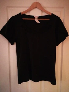 Ladies Anne Weyburn Black Floral Mesh Neck T-Shirt UK SIZE 16-18 BRAND NEW - Picture 1 of 5