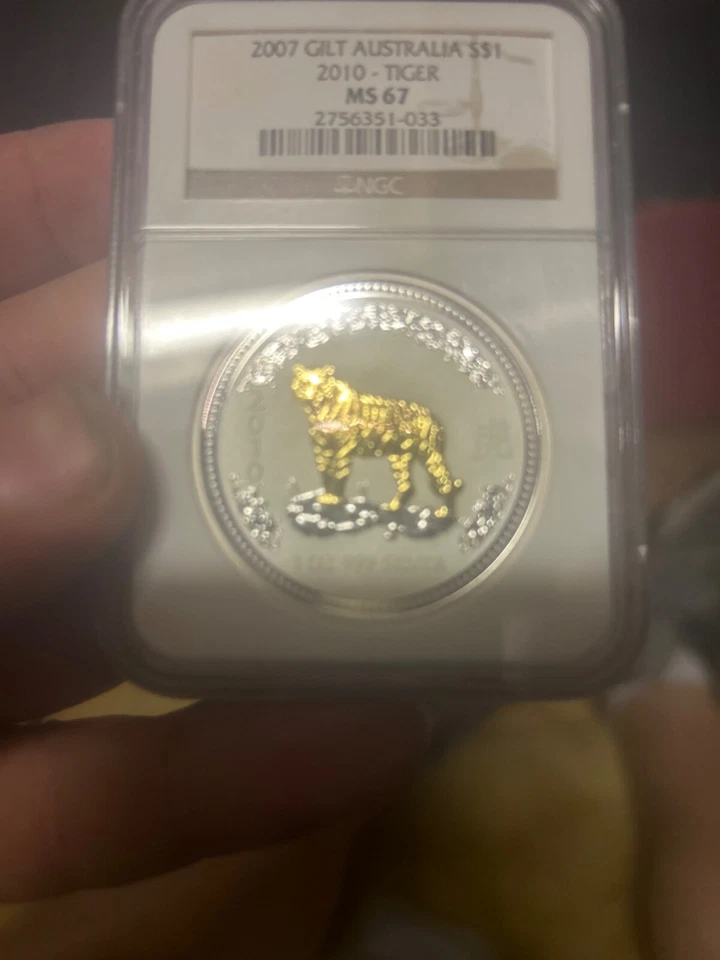 Serie Lunar Australiana 2007 1 tigre dorado ngc Ms 67 es una moneda muy rara Foto 1 de 2