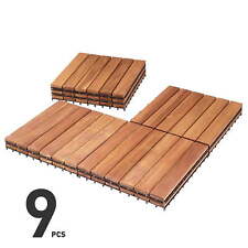 9pcs Wood Flooring Tiles for Indoor & Outdoor,11.8''x11.8''x0.8'',Light Brown