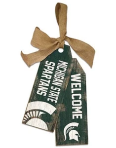 Michigan State Spartans Wooden Welcome Team Tags Sign by Fan Creations-New - Picture 1 of 1