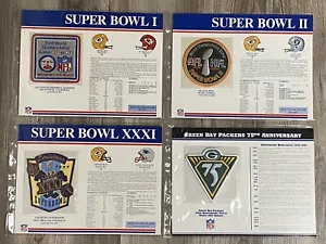 NFL GREEN BAY PACKERS SUPER BOWL COMMEMORATIVE PATCH LOT! NEW ON STAT CARDS! - Picture 1 of 18