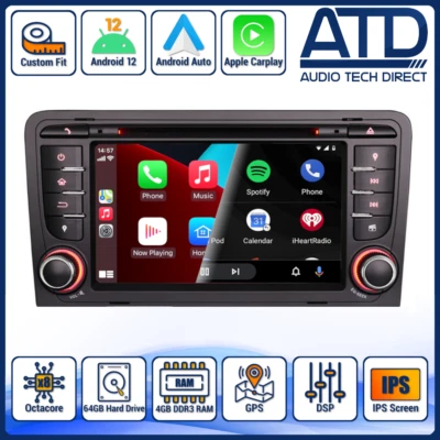 Carplay Radio per Audi A3 S3 Mk2 Android Auto Sat Navigatore IPS DVD GPS Rnse - Immagine 1 di 4