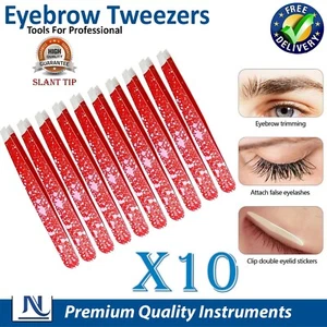 X10 Professional Eyebrow Tweezers Slant Hair Tweezer for Men & Women Hair - Picture 1 of 2