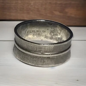 Size 6 Vintage STERLING Silver Concave Wide Ring Band - Picture 1 of 5