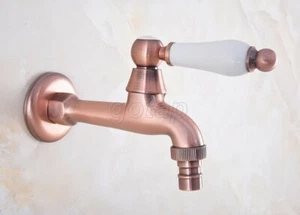 Antique Red Copper Ceramic handle Water Faucet Washing Machine Water Mouth Tap - Picture 1 of 9