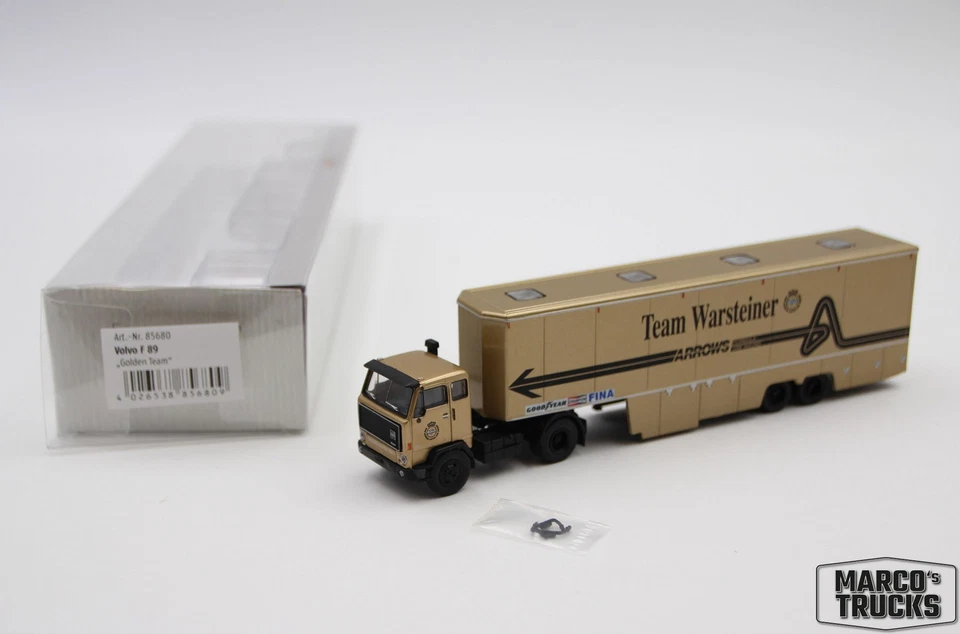 Brekina Volvo F89 Racing transporter-SZ "Warsteiner" No. 85680 1:87 /BRN826  - Image 1 of 1