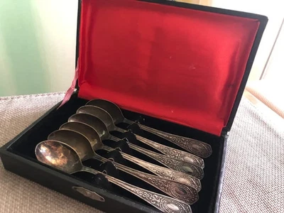 The set of Soviet cupronickel spoons in the original box - Image 1 of 4