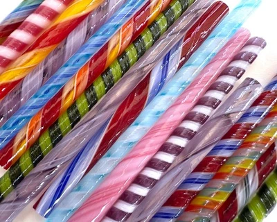 Twisted Cane Off Cuts, Bullseye Glass 90coe, for glass fusing, spiral twisties - Image 1 of 3