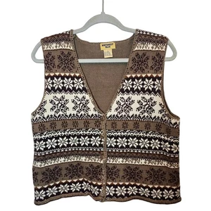 Maglione Vintage Gilet Taglia S Marrone Floreale Nord Ovest Blu Cottagecore Grannycore - Foto 1 di 7