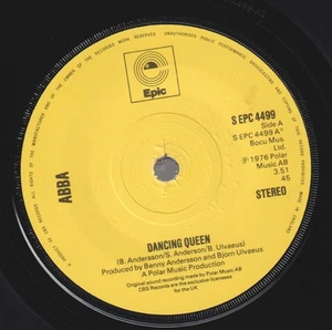 Abba Dancing Queen 7" vinyl UK Epic 1976 solid yellow label design 2 track 7" - Picture 1 of 2