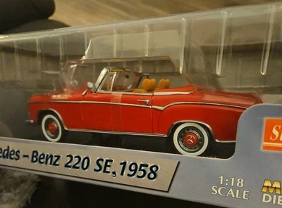 Mercedes-Benz 220 SE 1958 vehículo fundido a presión de metal rojo escala 1:18 Sun Star nuevo en caja Foto 1 de 4