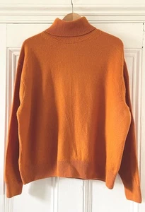 Uniqlo Women’s Orange Pure Wool Roll-Neck Long-Sleeved Jumper XL UK 16 EU 44 - Picture 1 of 12