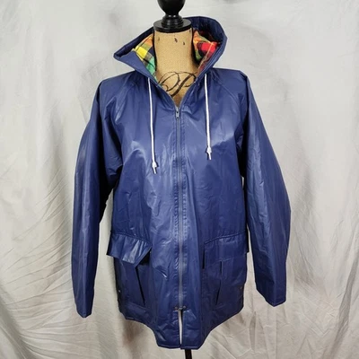 Vintage MISTY HARBOR Size Medium Anytime Jacket Rain Coat Madras Plaid Lining - Image 1 of 4