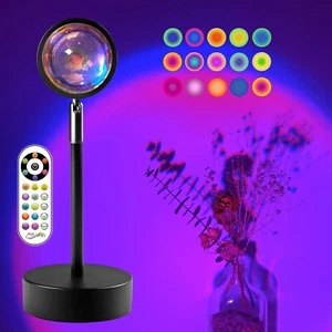 Sunset Lamp Projection Led Lights with Remote, 16 Colors Night Light 360° Rotati - Picture 1 of 10