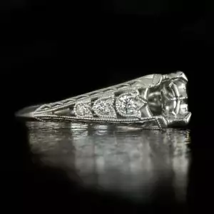 VINTAGE STYLE DIAMOND ENGAGEMENT RING SETTING ART DECO ROUND CUSHION FILIGREE - Picture 1 of 4