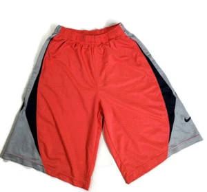 Nike Shorts Boys 24x11 Basketball Activewear Red Black Grey Good Condition - Picture 1 of 9