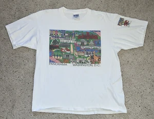 Vintage 1995 Pat Singer Washington D.C. Panorama T-Shirt Gildan White Sz XL - Picture 1 of 10