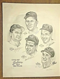 1954 Cleveland Indians "Big Four" Signed Dick Dugan Ltd Ed Lithograph! 169/500! - Picture 1 of 10