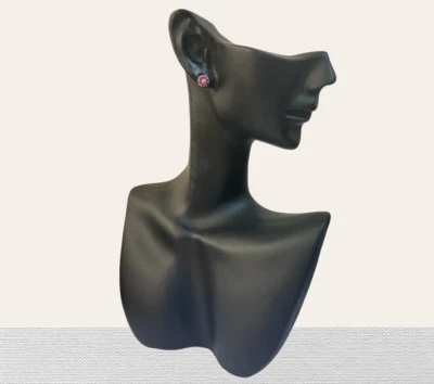 orecchini lobo argento 925 rodiato zirconi rosa giallo punto luce fiore - Immagine 1 di 4