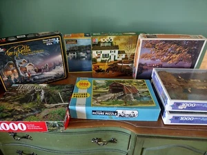 Lot of 7 - 1000 piece puzzles vintage landscape reflection difficult Whitman - Picture 1 of 10