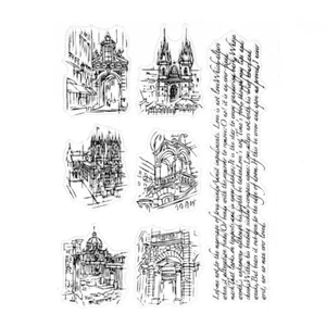 Buildings Patterns Clear Silicone Stamp DIY Journey Diary Card Making Supplies - Picture 1 of 7
