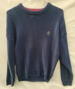 Suéter Chaps Ralph Lauren Para Hombres Medio Azul Cuello Redondo Pullover Algodón Tejido De Colección - Imagen 1 de 4