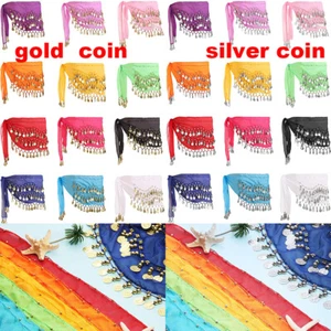 Belly Dance Skirt Hip Skirt Waist Chain Dance Hip Scarf Belt With Dangling Coins - Picture 1 of 13