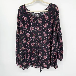 Torrid Textured Woven Tie Waist Blouse Windswept Flora Size 3X Gauze Long Sleeve - Picture 1 of 11