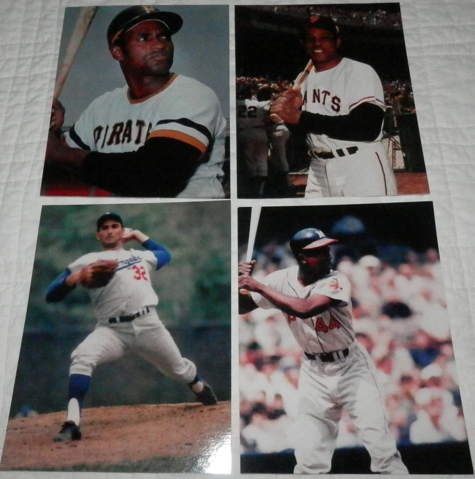 National League Greats Postcard Set of 4 Clemente Willie Mays Hank Aaron Koufax - Image 1 of 1