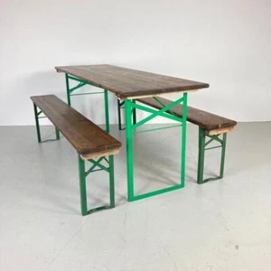 Vintage Industrielle Deutsche Bier Tisch Bench Set Garten Personalisiert Breite - Bild 1 von 1