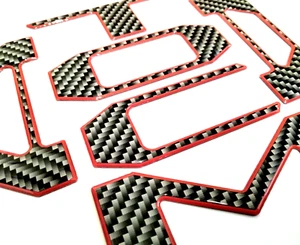 3D DOMED CARBON /RED OUTLINE TAILGATE LETTERS FOR TOYOTA TACOMA 2024-25 US MADE - Picture 1 of 2