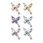 1 Pc CZ Butterfly 316L Surgical Steel Nose Bone Stud Rings 20G