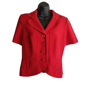 Danny Nicole Red Button Front Blazer Size 10 Peplum Career Dopamine Dressing - Picture 1 of 6